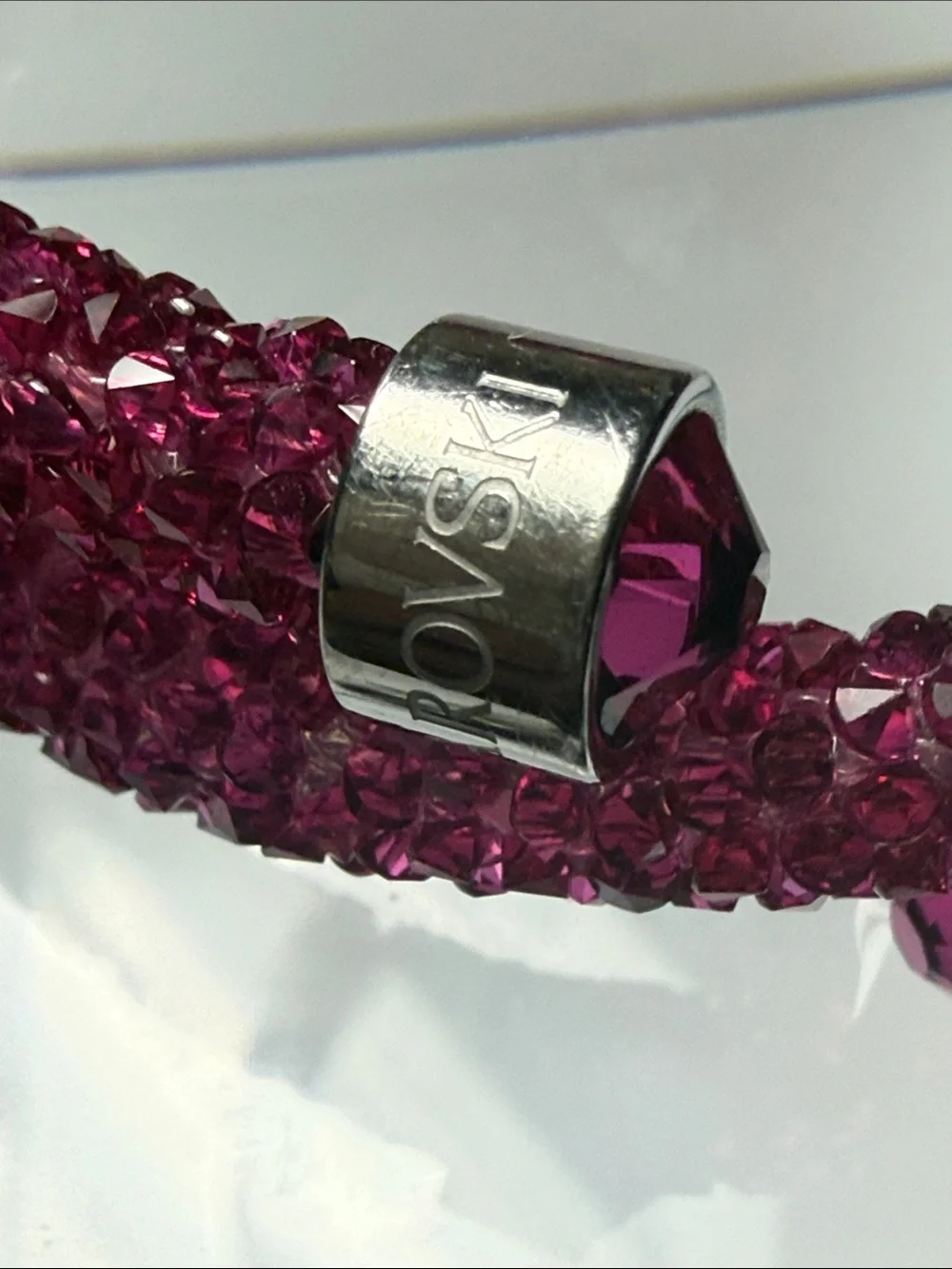 Swarovski Fuchsia Crystal Wrap Bracelet with Silver-Tone Accents